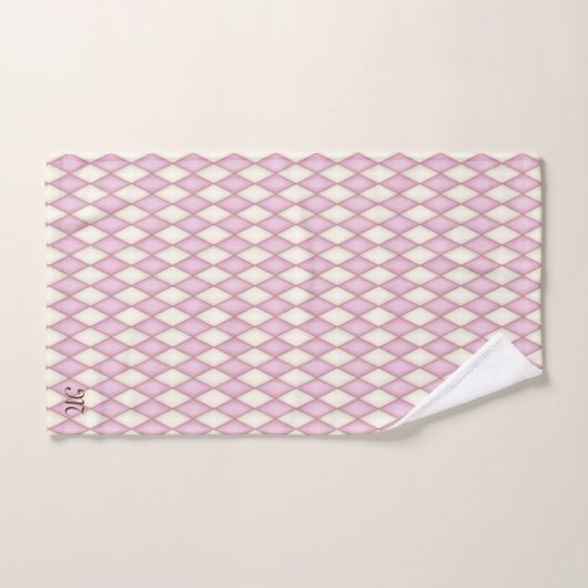 Roze Diamond Check Personalized Monogram Girls Bad Handdoek (Handdoek)