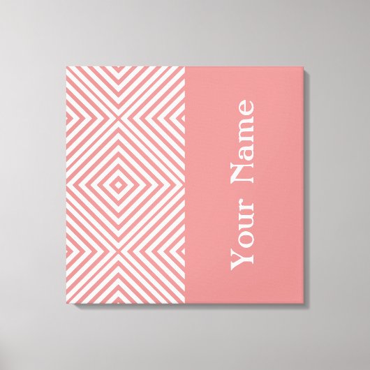 Roze Diamond Chevron met naam @ Emporiomoffa Canvas Afdruk (Voorkant)