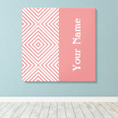 Roze Diamond Chevron met naam @ Emporiomoffa Canvas Afdruk (Insitu (Houten vloer))