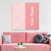 Roze Diamond Chevron met naam @ Emporiomoffa Canvas Afdruk (Insitu (Woonkamer))