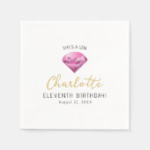 Roze Diamond Gem Verjaardagspapier servetten (Voorkant)