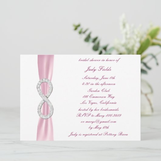 Roze Diamond Infinity Bridal Shower - uitnodiging (Staand voorkant)