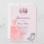 Roze Diamond Queen Exclusieve Quinceañera Kaart (Voorkant)