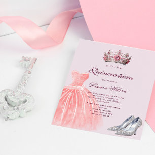 Roze Diamond Queen Exclusieve Quinceañera Kaart