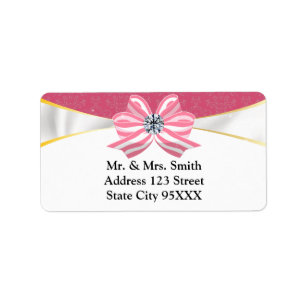 Roze Diamond Ribbon met roze Damask Etiket