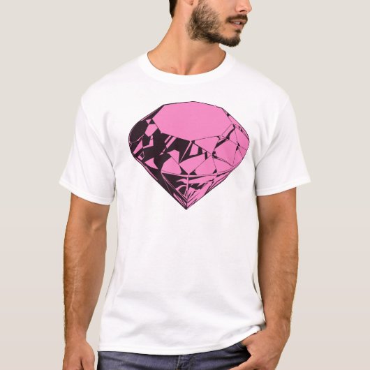 Roze Diamond Silkscreen Design T-shirt (Voorkant)