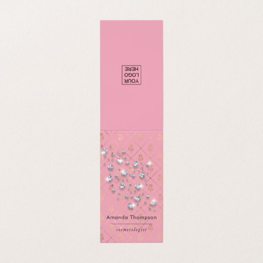 Roze Diamond Sparkle Glitter Visitekaartje (Buitenkant ongevouwen)