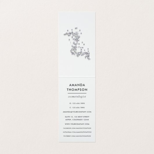 Roze Diamond Sparkle Glitter Visitekaartje (Binnenkant ongevouwen)