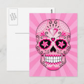 Roze Diamond Sugar Skull Briefkaart (Voorkant / Achterkant)