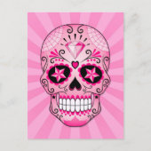 Roze Diamond Sugar Skull Briefkaart (Voorkant)