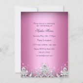Roze Diamond Tiara Princess Sweet 16 Invite Kaart (Achterkant)