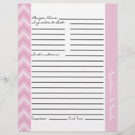 Roze Diamond Zigzag Chevrons Recipe Sheets