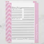 Roze Diamond Zigzag Chevrons Recipe Sheets (Voorkant / Achterkant)