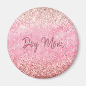 Roze Diamonds Glitzy Sparkle Glitter Dog Mam Magneet (Voorkant)