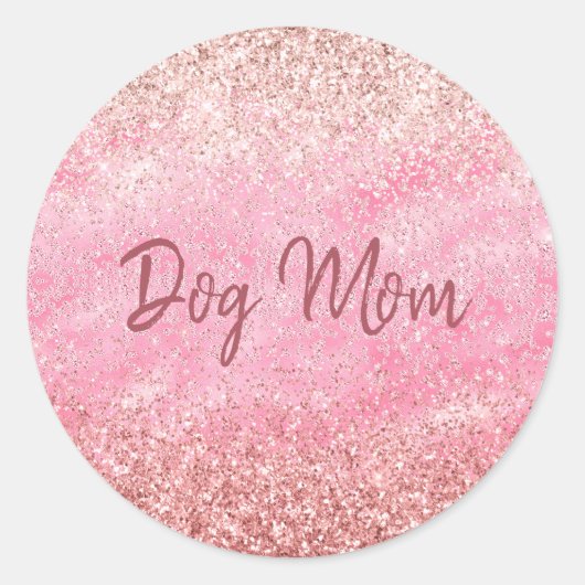 Roze Diamonds Glitzy Sparkle Glitter Dog Mam Ronde Sticker (Voorkant)