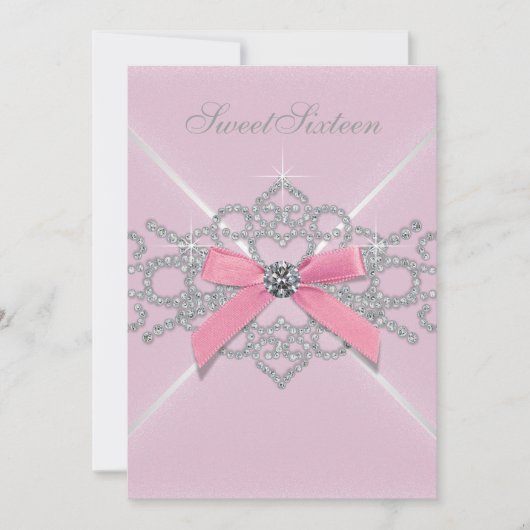 Roze Diamonds Roze Sweet 16 Birthday Party Kaart (Voorkant)