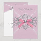 Roze Diamonds Roze Sweet 16 Birthday Party Kaart (Voorkant / Achterkant)