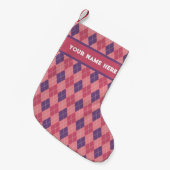 Roze Diamonds Scottish Argyle messt - voeg een naa Kleine Kerstsok (Voorkant (Hangend))