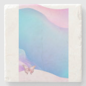  Roze Diamonte Vlinder Steen Onderzetter (Voorkant)