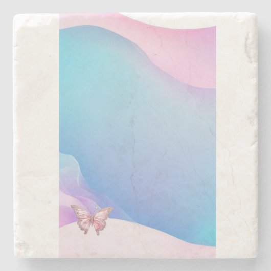 Roze Diamonte Vlinder Steen Onderzetter (Voorkant)