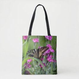 Roze dianthus & Yellow Swallowtail Butterfly Tote Bag