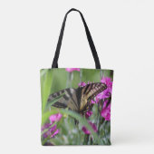 Roze dianthus & Yellow Swallowtail Butterfly Tote Bag (Achterkant)