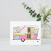 Roze die Camper Trailer Briefkaart (Staand voorkant)