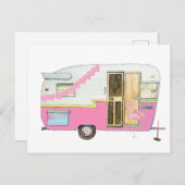 Roze die Camper Trailer Briefkaart (Voorkant / Achterkant)