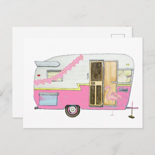 Roze die Camper Trailer Briefkaart (Voorkant / Achterkant)