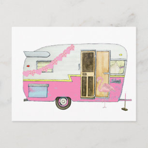 Roze die Camper Trailer Briefkaart