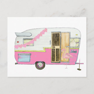 Roze die Camper Trailer Briefkaart