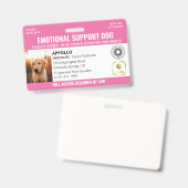 Roze Diensthond 2 Logo & Foto ID Badge (Voor- en achterkant)