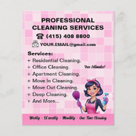 Roze Dienstmeid Schoonmaakbedrijf Huis Schoonmaak Flyer