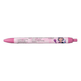 Roze Dienstmeid Schoonmaakbedrijf Huis Schoonmaak Zwarte Inkt Pen