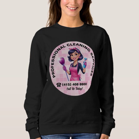 Roze Dienstmeid Schoonmaakdienst Uniform Trui (Voorkant)