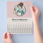 Roze Dienstmeid Schoonmaakdiensten Stroken Los te  Flyer (Hand)