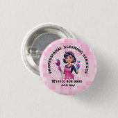 Roze Dienstmeid Schoonmaakservice Ronde Button 3,2 Cm (Voorkant /achterkant)