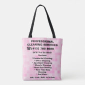 Roze Dienstmeid Schoonmaakservice Tote Bag (Achterkant)