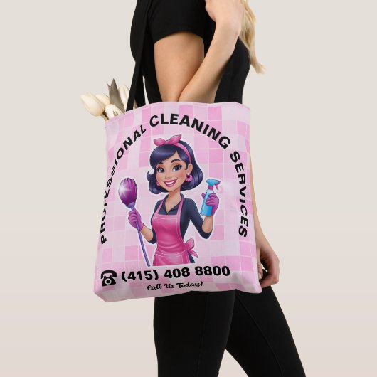 Roze Dienstmeid Schoonmaakservice Tote Bag (Dichtbij)