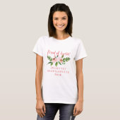 Roze dienstmeisje met eerstemflorale waterverf T-s T-shirt (Voorkant volledig)