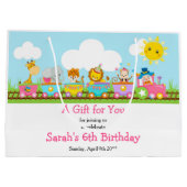 Roze Dier Circus Trein Kinderen Verjaardag Dank u Groot Cadeauzakje (Achterkant)