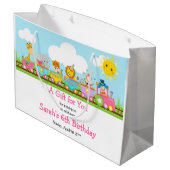 Roze Dier Circus Trein Kinderen Verjaardag Dank u Groot Cadeauzakje (Achterkant Gekanteld)