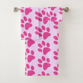 Roze Dier Pootafdruk Bad Handdoek