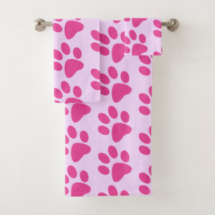 Roze Dier Pootafdruk Bad Handdoek