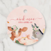 Roze dieren van de bloementeelt Birthday Hartelijk Bedankjes Labels (Achterkant)