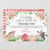 Roze dieren van de bloementeelt Birthday Hartelijk Kaart (Voorkant / Achterkant)