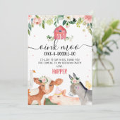 Roze dieren van de bloementeelt Birthday Hartelijk Kaart (Staand voorkant)