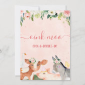 Roze dieren van de bloementeelt Birthday Hartelijk Kaart (Achterkant)