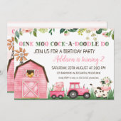 Roze dieren van de bloementeelt kaart (Voorkant / Achterkant)