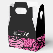 Roze dierenpatroon harten Sweet 16 Favorbox Bedankdoosjes (Geopend)